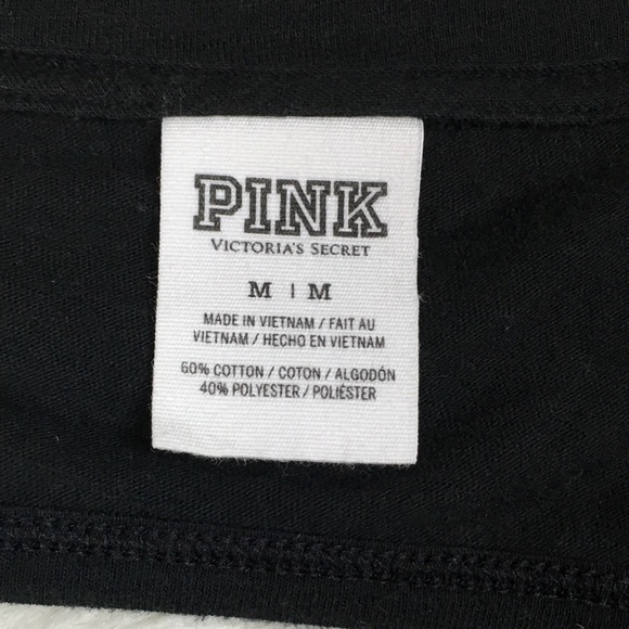 PINK Victoria’s Secret Long Sleeve T Shirt M Black - Picture 3 of 5